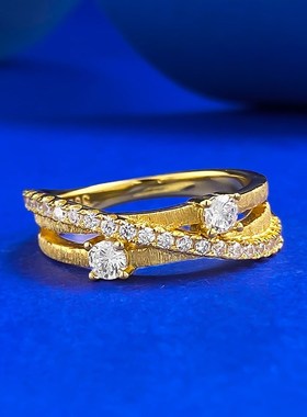 珠宝 直播新款S925t银三圈环绕拉丝排戒戒指环 时尚百搭气质款