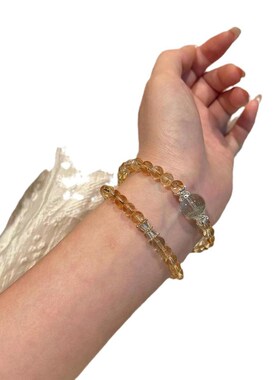 黄阿赛水晶手链搭配10mm绿幽灵双圈手串女款贵气T高级小众送礼手