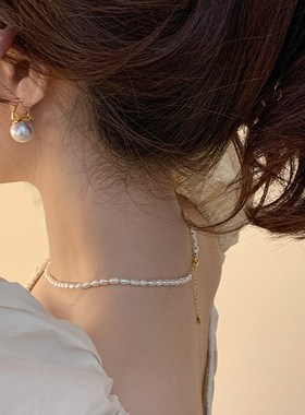米粒淡水珍珠项链女锁骨链v气质网红时尚淡水珍珠米粒素链闺蜜礼