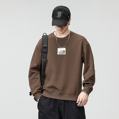 男士卫衣男春秋款圆领潮牌男装2023新款男款长袖T上衣秋季无帽春