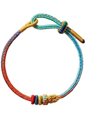 新款昌殊七慧锦鲤手链女款七x彩手绳男本命年手工编织红绳手链礼