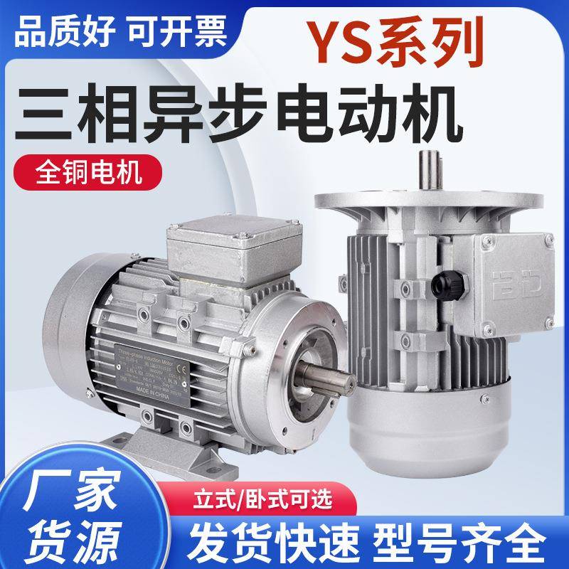 YS系列三相异步电动机380V立卧式小型铝壳感应电机全铜振动电机