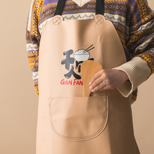 时尚 围裙家用厨房防水防油男女工作服布卡通印花可爱日系韩版 围腰