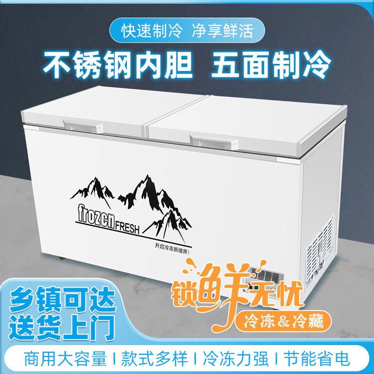 大容量卧式冰柜商用保鲜冷藏冷冻双温冷柜冷冻展示柜
