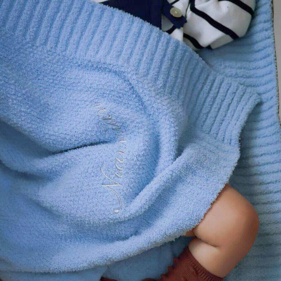 Bulu baby定制名字半边绒秋冬针织加厚毯子沙发毯床盖家具盖毯