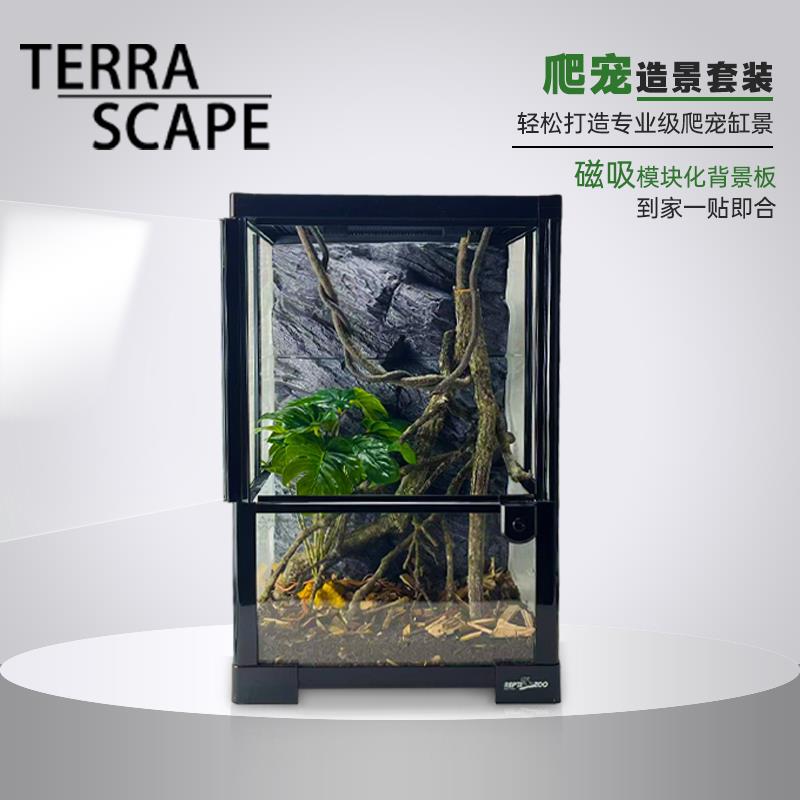 爬宠雨林岩石风30609120缸安乐蜥蜴睫角守宫造景3d立体背景板套装