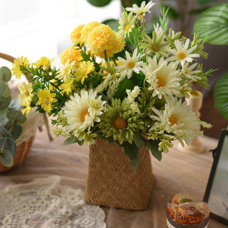 田园惬意干燥花摆件假花彷真花花束尤加利客厅茶几家居餐桌花艺装
