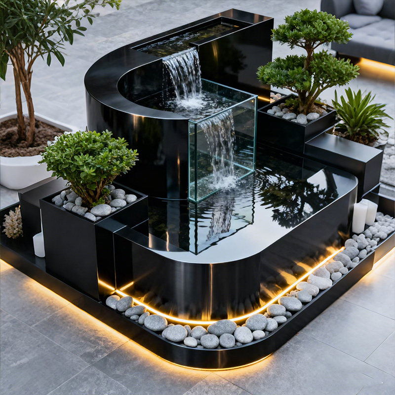 不锈钢鱼池成品定制流水摆件室内外庭院阳台客厅造景装饰循环水景,家居饰品,流水摆件,淘宝优惠券,粉丝福利购,淘宝优惠卷