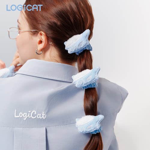 LOGICAT毛绒发绳秋冬扎丸子头高弹力耐用不伤发可爱猫咪发饰发圈