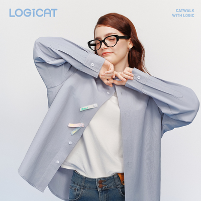 蒲熠星明星同款LOGICAT纯色衬衫舒适情侣通勤廓系boxyfit宽松衬衫