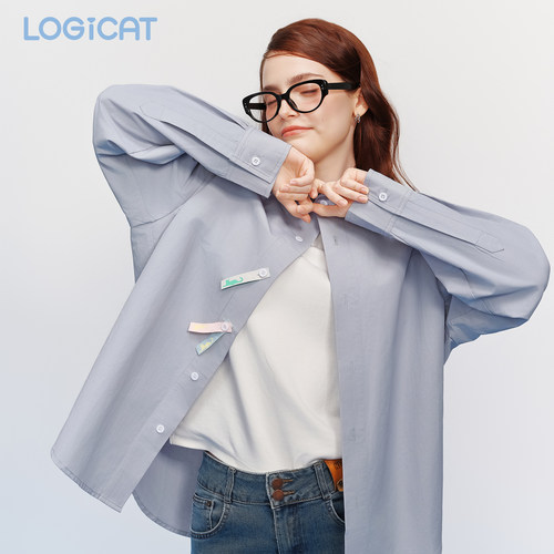 蒲熠星明星同款LOGICAT纯色衬衫舒适情侣通勤廓系boxyfit宽松衬衫