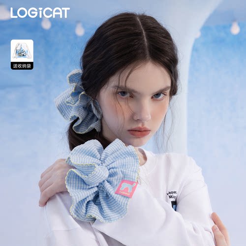 LOGICAT格子猫大肠发圈高弹耐用发绳柔软睡眠不伤发秋冬新款发饰