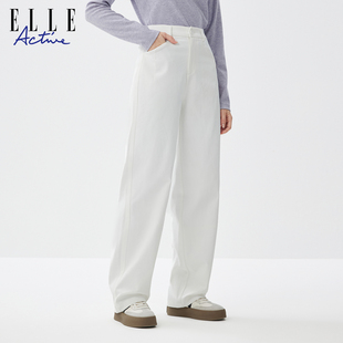 半松紧腰运动长裤 ELLE 26年春款 简约休闲裤 ACTIVE户外宽松直筒裤