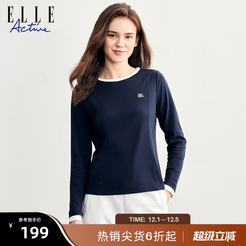 ELLEACTIVE长袖打底棉质女士T恤