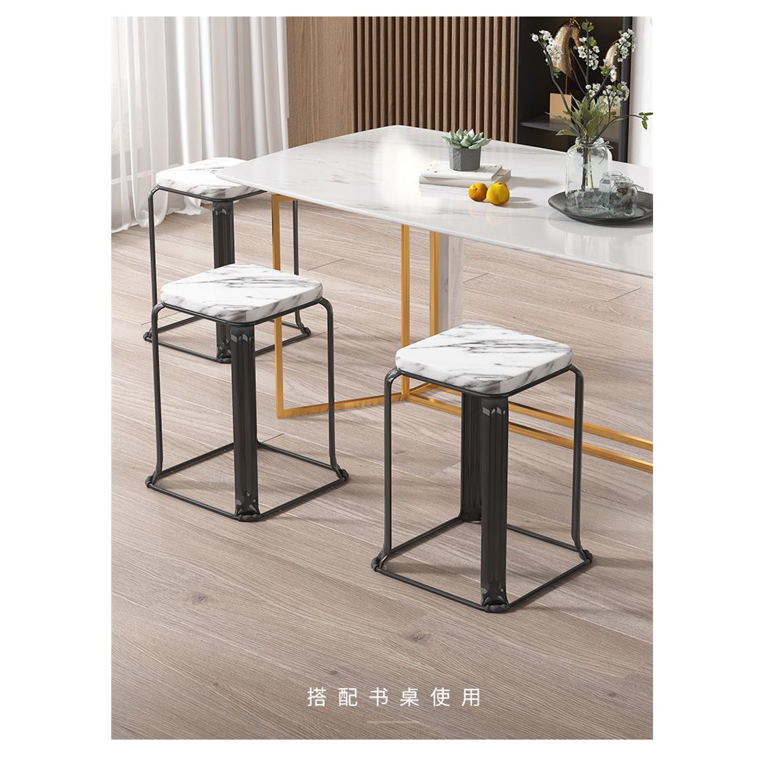 铁艺凳子家用现代简约方凳快餐凳加厚铁艺套凳餐桌凳钢筋凳收纳凳