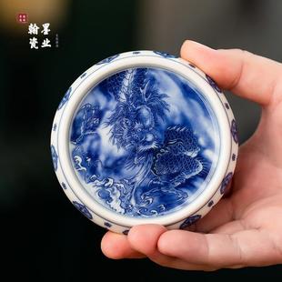 景德镇陶瓷仿古泥龙戏水盖置复古杯垫壶承家用功夫茶具茶道配件