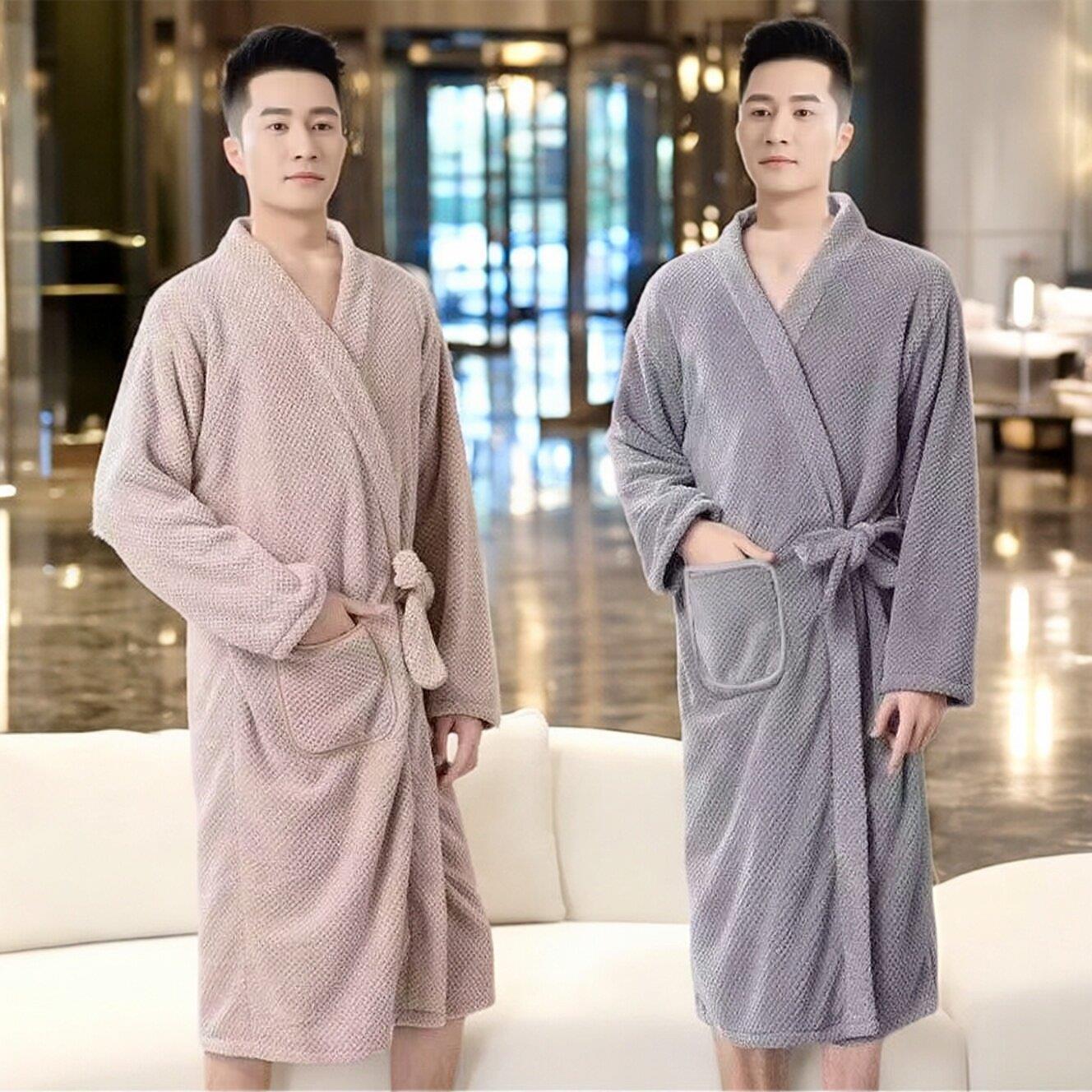 浴袍男款洗完澡穿的吸水速干浴裙2025新款冬加厚女男士珊瑚绒睡袍图片