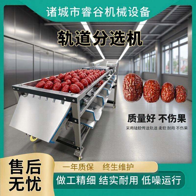 轨道式青枣冬枣分选机 可调节式芒果柠檬选果机 不伤果分级机