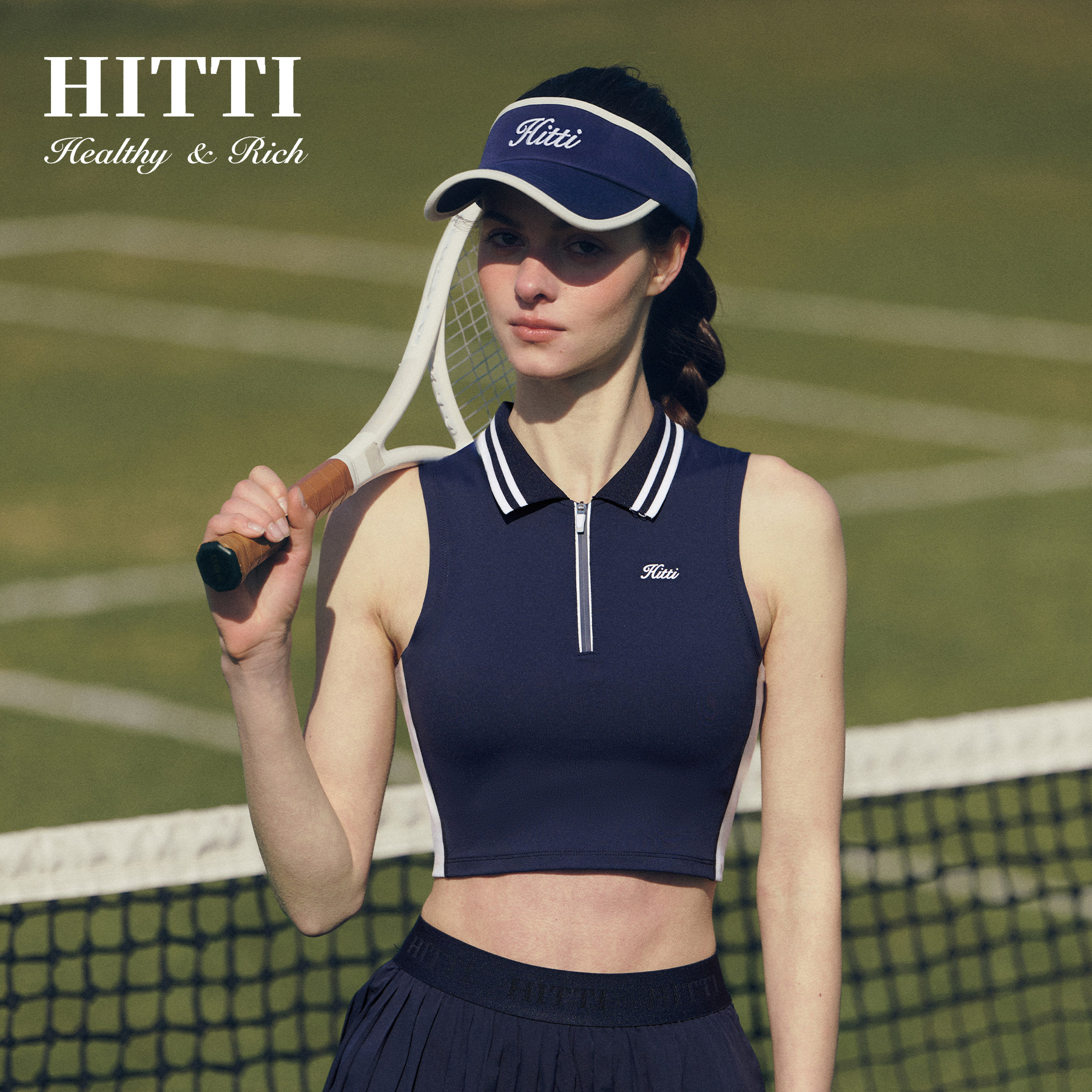 Hitti夏季新款户外网球高尔夫拼色拉链polo运动背心显瘦百搭上衣