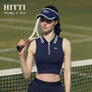 Hitti夏季新款户外网球高尔夫拼色拉链polo运动背心显瘦百搭上衣