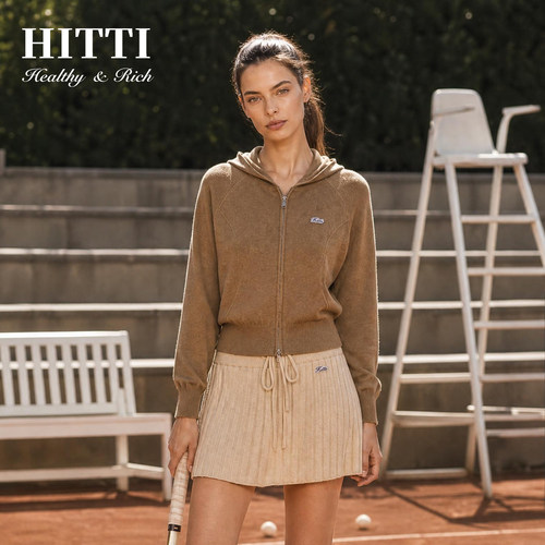 HITTI舒适连帽运动针织开衫