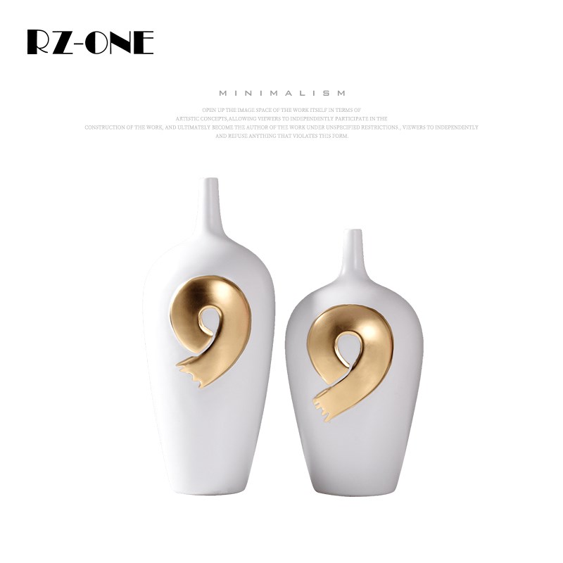 rzone 现代简约轻奢陶瓷花瓶玄关桌面小口花器软装家居饰品摆件