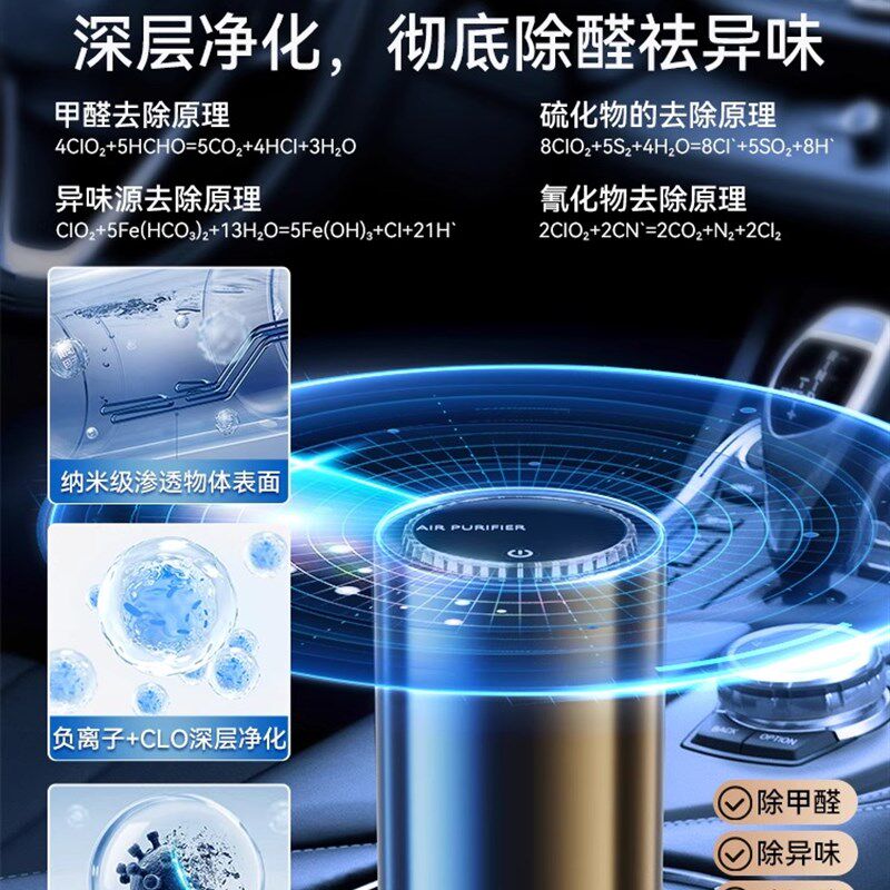 车载空气净化器汽车专用新车去甲醛车内消除异味车上负离子发生器