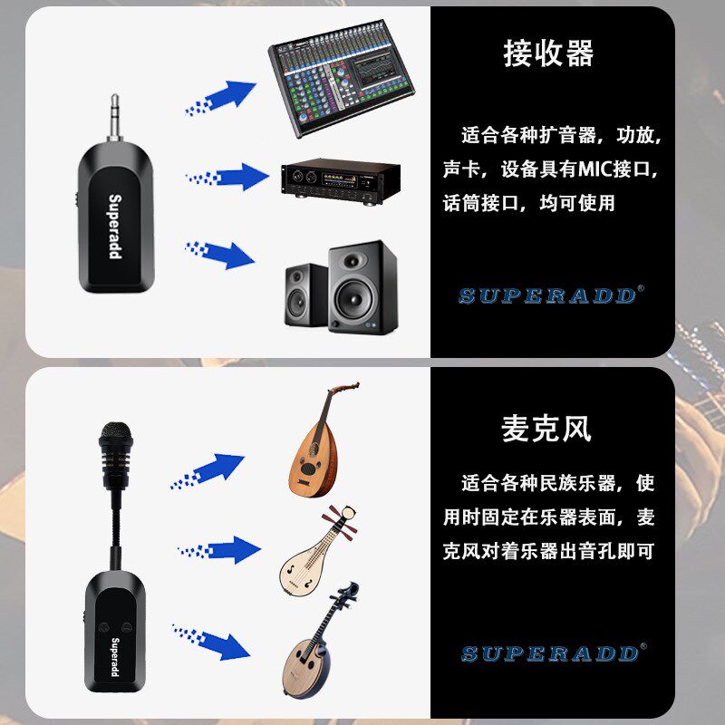 古筝无线麦克风舞台演出拾音琵琶收音扩音中阮民族乐器话筒通用