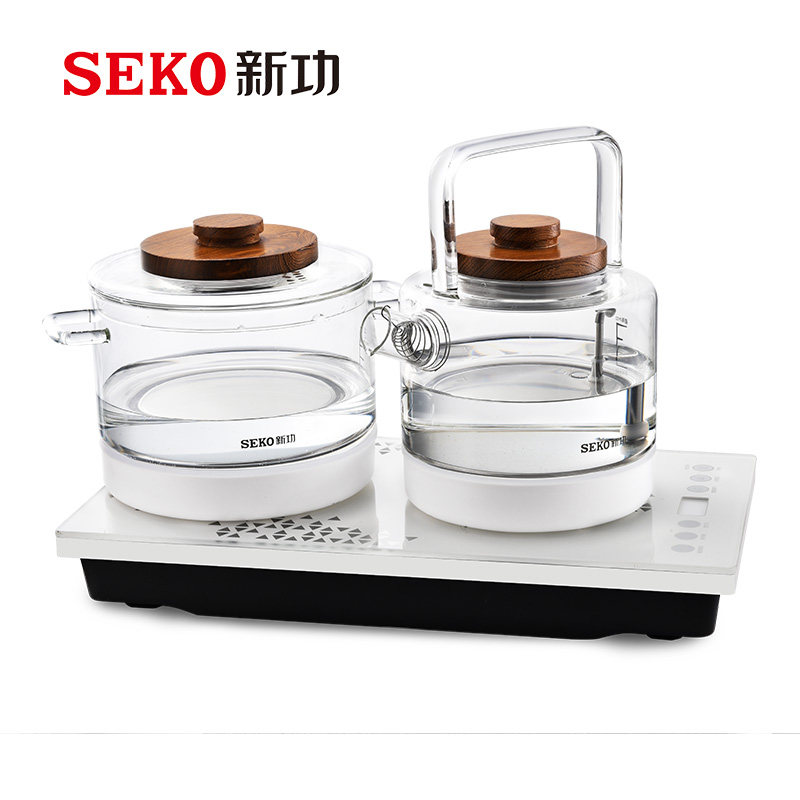 Seko新功底部全自动上水电热水壶家用玻璃烧水壶茶台一体电茶炉W6