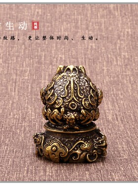 纯铜金蟾摆件招财金蝉三脚金蟾黄铜实心铜蟾蜍家居店铺装饰工艺品