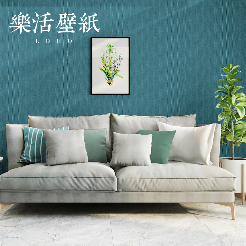 北欧纯色素色无纺布条纹壁纸卡其色绿色蓝色轻奢卧室客厅背景墙纸