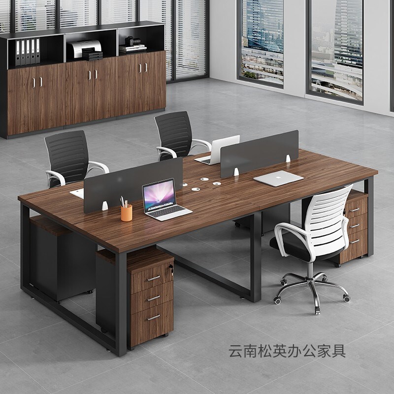 昆明职员办公桌椅组合简约现代员工位四六人卡座办公室电脑桌隔断