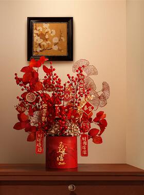 新房装饰品摆件马年吉祥物氛围感红色客厅高档福桶乔迁新居抱抱桶