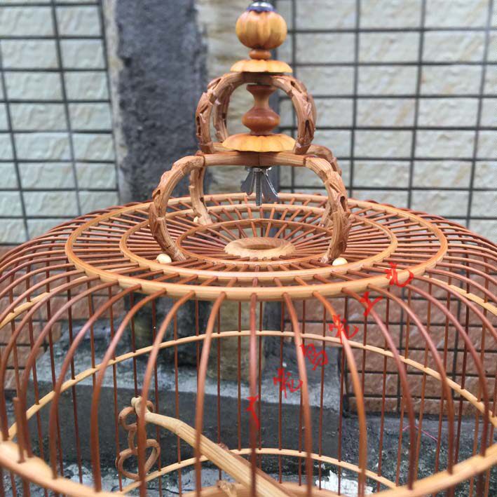 雕花鸟笼竹笼清远广式绣眼笼竹制波笼子万字花广笼金青小黑白燕笼