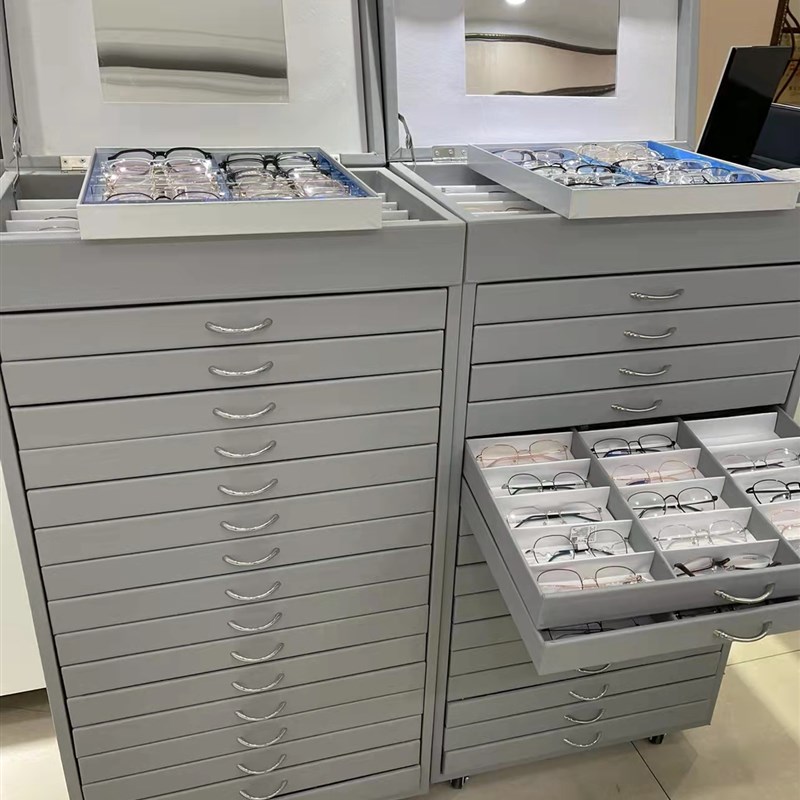翻盖带镜子眼镜店皮革眼镜展示柜 电影院3D太阳眼镜收纳箱 眼镜陈