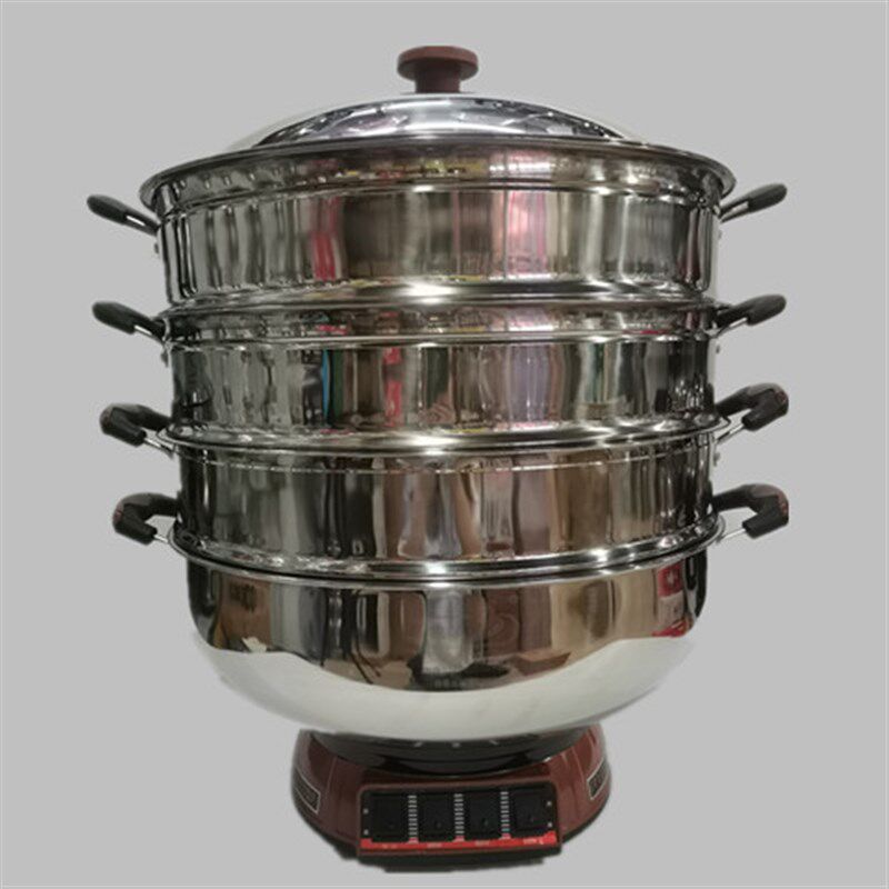 加厚不锈钢多功能电热锅电火锅 38/40/42cm电炒锅商用 工地电蒸锅