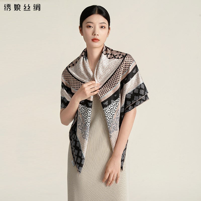 绣娘丝绸2025新款真丝大披肩外搭真丝丝巾大方巾妈妈礼物旗袍外搭