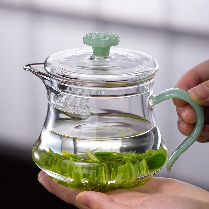 高硼硅玻璃月牙公道杯带盖高档家用茶漏一体茶水分离分茶器泡茶杯
