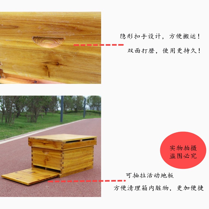 活底蜂箱十框蜂箱活动底板蜂箱成品养蜂箱带沙盖全套蜜蜂箱杉木