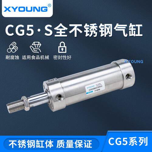 XYOUNG气动食品机械全不锈钢迷你气缸CDG5BN25SR-75耐腐蚀304气缸