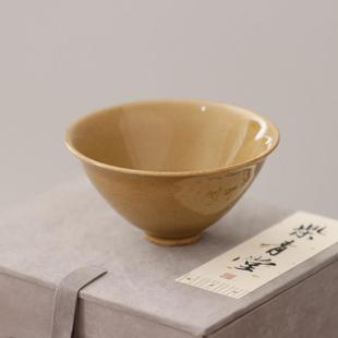 耀州窑许磊手作新美学薄胎粗陶青釉青瓷茶道茶具茶杯宋式深斗笠盏