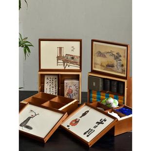 茶叶礼盒四宫格收纳盒小罐茶礼盒岩茶泡袋茶包装龙珠盒复古实木