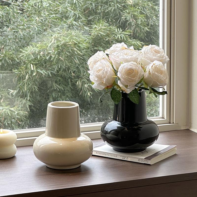 轻奢陶瓷花瓶摆件客厅插花玫瑰假花彷真花摆设玄关桌面装饰摆设