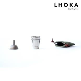 LHOKA小烈性酒杯不锈钢手工收纳钛金属漏斗户外威士忌分享杯轻量