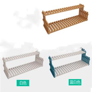 白色两层特小号花架子室内桌面花盆架阳台多肉实木办公室置物架竹