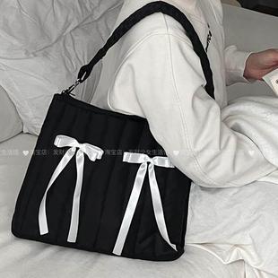 电脑包14寸可挂行李箱可爱蝴蝶结收纳包通勤百搭笔记本内胆单肩包