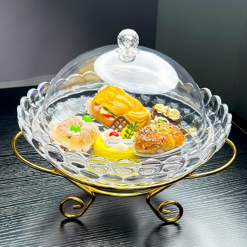 带盖的水果盘水晶玻璃2024新款家用客厅果盘有盖轻奢高档欧式果盆