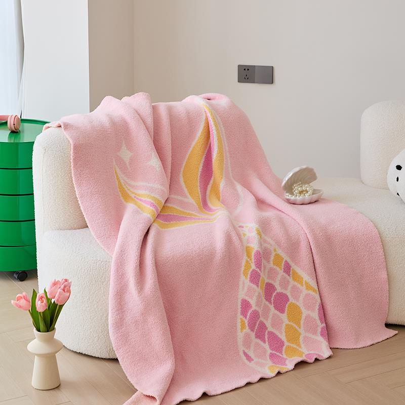 氛围感~秋冬加厚提花毯子半边绒毛毯沙发披肩盖腿空调毯办公室毯
