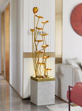 北欧现代轻奢角落循环流水景观电视柜旁喷泉落地客厅玄关创意摆件