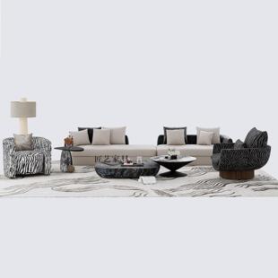 法式复古沙发椅条纹休闲椅轻奢单人椅设计师现代客厅酒店民宿家具